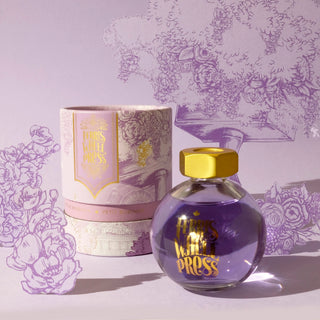 Little Robinia | 85ml Ink | Ferris Wheel Press purple ink in round glass bottle with gold cap and floral packaging