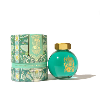 Morningside Mint | 85ml Ink | Ferris Wheel Press with teal round glass bottle and decorative green packaging