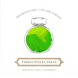 Frivolous Lime | 38ml Ink | Ferris Wheel Press with vibrant green watercolor ink swatch design