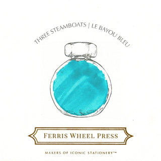 Three Steamboats | 38ml Ink | Ferris Wheel Press with vibrant blue color in round bottle design