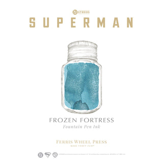 Frozen Fortress Fountain Pen Inks - 10ml Bottled | Ferris Wheel Press shimmering icy blue ink in clear glass bottle