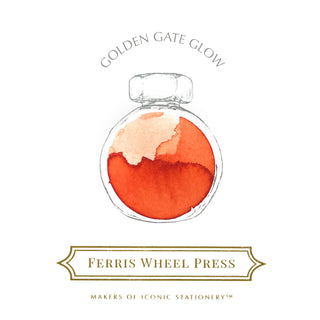 Golden Gate Glow | 38ml Ink | Ferris Wheel Press with vibrant orange watercolor ink in round bottle design