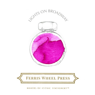 Lights on Broadway | 38ml Ink | Ferris Wheel Press showing vibrant fuchsia watercolor in round bottle sketch