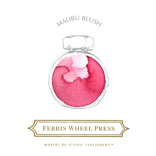 Malibu Blush | 38ml Ink | Ferris Wheel Press vibrant pink watercolor ink bottle illustration with text