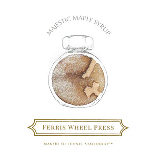Majestic Maple Syrup | 38ml Ink | Ferris Wheel Press round bottle with shimmering amber brown ink swirl