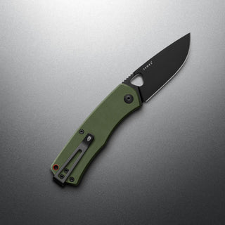James The Folsom Knife with olive green G10 handle and black VG-10 steel blade by The James Brand