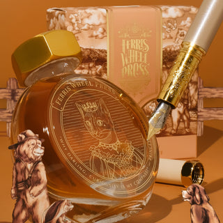 Terracotta Canyon | 38ml Ink | Ferris Wheel Press bottle with engraved cat design and gold fountain pen nib