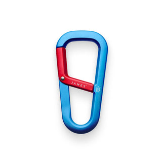 James The Hardin Carabiner by The James Brand in blue anodized aluminum with red spring latch