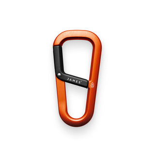 James The Hardin Carabiner in anodized orange aluminum with black spring-loaded latch by The James Brand