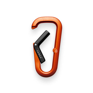 James The Hardin Carabiner in anodized orange aluminum with black spring-loaded latch by The James Brand