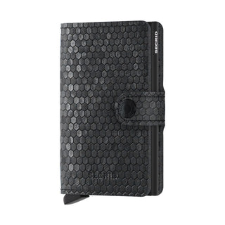 Secrid Miniwallet Hexagon with black hexagonal patterned leather and slim compact design by SECRID