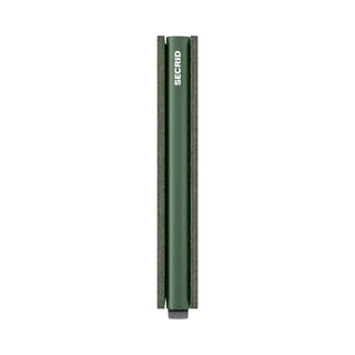 Secrid Slimwallet Hexagon in green European cow leather shown from the side with slim profile