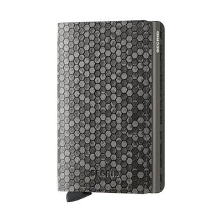 Secrid Slimwallet Hexagon in black leather with hexagonal embossed texture and side logo detail