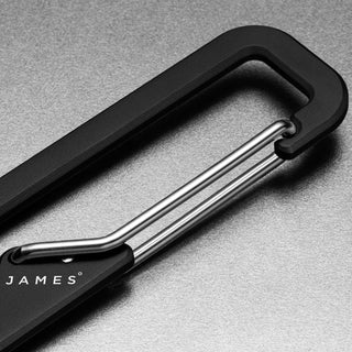 James The Holcombe Carabiner in black 420 stainless steel with spring-loaded latch by The James Brand