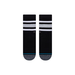 STANCE KIDS BOYD CREW SOCKS in black with white and gray stripes and cushioned toe detail