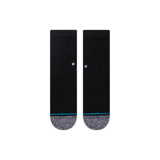STANCE KIDS DINO DAY CREW SOCKS in black with gray toes and subtle logo on cotton blend fabric