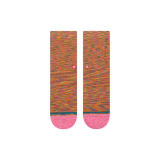 STANCE KIDS DINO DAY CREW SOCKS with multicolor knit texture and contrasting pink toes and heels