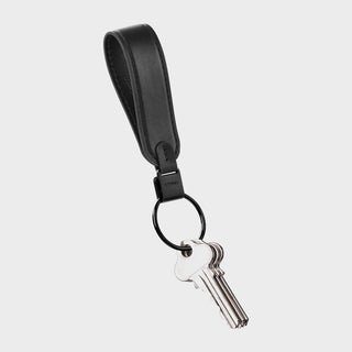 Orbitkey Loop Keychain black nappa leather loop with stainless steel ring holding keys