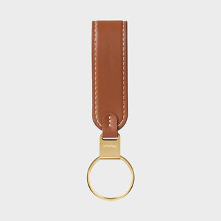 Orbitkey Loop Keychain with tan nappa leather strap and gold-tone stainless steel ring and clasp