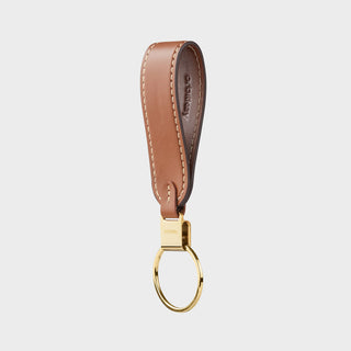 Orbitkey Loop Keychain with tan Nappa leather loop and gold stainless steel keyring detail