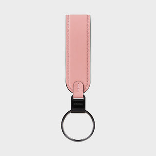 Orbitkey Loop Keychain in pink Nappa leather with stainless steel ring and black metal connector