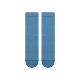 STANCE ICON CREW SOCKS in blue combed cotton fabric with logo near toe and ribbed cuff detail