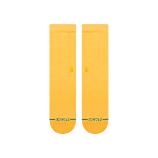 STANCE ICON CREW SOCKS in bright yellow with soft combed cotton and minimal logo near toes