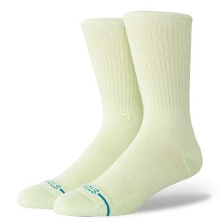 STANCE ICON CREW SOCKS in pale yellow with ribbed texture and cushioned sole for comfort