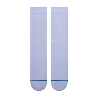 STANCE ICON CREW SOCKS in light purple with minimal teal stripe and soft combed cotton texture