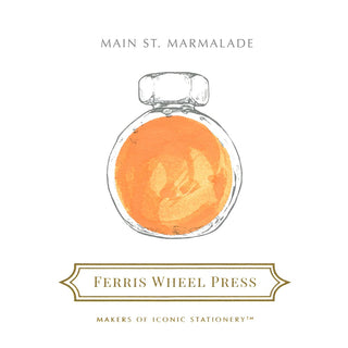 Main St. Marmalade | 38ml Ink | Ferris Wheel Press showing round orange ink bottle illustration