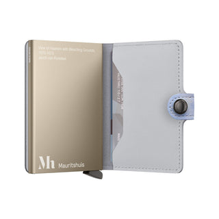Secrid Miniwallet Art in light blue Italian calf leather with card holder open display
