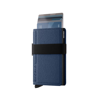 Secrid Bandwallet Liba non-leather wallet in navy blue with expandable card storage and black elastic strap