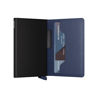 SECRID Secrid Bandwallet Liba non-leather wallet opened showing blue textured interior and cardholder slot