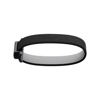 Secrid Additional Band in black and gray elastic with stainless steel buckle detail isolated on white