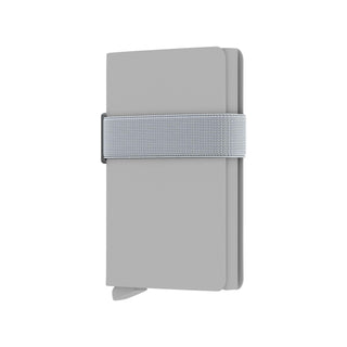 Secrid Additional Band in silver elastic wrapped around a gray compact wallet by SECRID