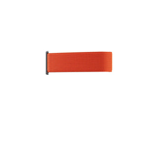 Secrid Additional Band in vibrant orange elastic with stainless steel detail laid flat on white background