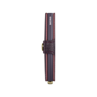 Secrid Miniwallet Basco slim profile with deep burgundy Italian leather and metal clasp detail