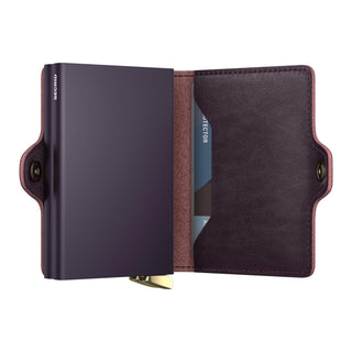 Secrid Twinwallet Basco black Italian leather wallet open showing card compartments and button closure