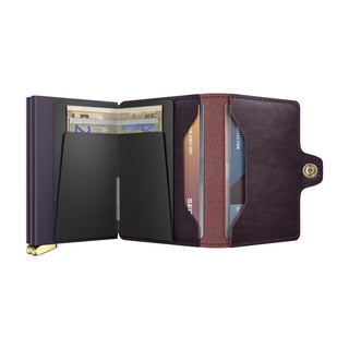 Secrid Twinwallet Basco wallet open showing smooth leather and compact card and cash compartments