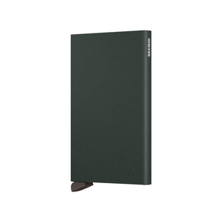 Secrid Cardprotector Powder in dark green anodised aluminium with slim minimalist wallet design