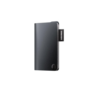 Secrid Coinpocket black leather compact wallet with fabric pull tab and embossed button detail