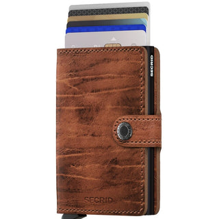 Secrid Miniwallet Dutch Martin in brown European cowhide leather with card ejector and snap closure