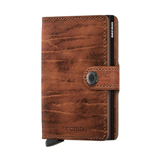 Secrid Miniwallet Dutch Martin with worn European cowhide leather and secure snap closure in brown
