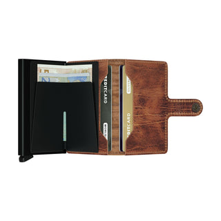 Secrid Miniwallet Dutch Martin in distressed brown cowhide leather with open cardholder and cash compartment