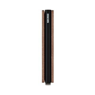 Secrid Slimwallet Dutch Martin showing slim side profile with black metal and brown leather details