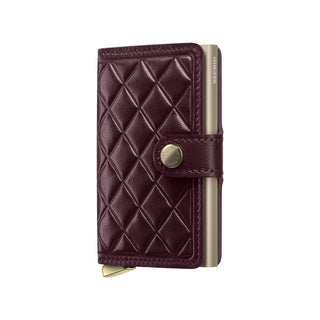 Secrid Miniwallet Emboss Diamond in deep burgundy soft leather with diamond pattern and clasp closure
