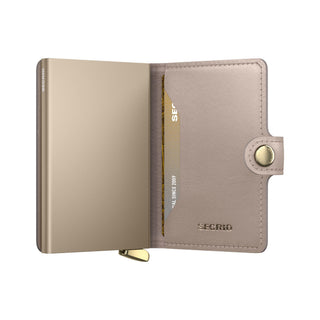 Secrid Miniwallet Emboss Diamond with soft leather and metal card protector open view