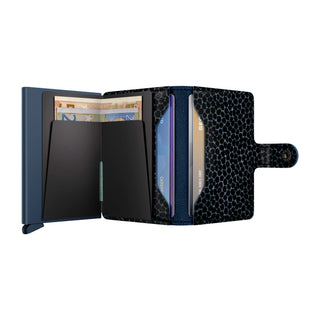 Secrid Miniwallet Giraffina in black European cowhide with card slots and banknotes visible