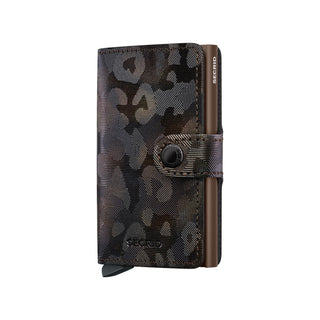 Secrid Miniwallet Jungle made of textured European cowhide with embossed camouflage pattern and snap closure