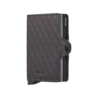Secrid Twinwallet Optical with geometric pattern, European cowhide texture, and secure snap closure in gray tones